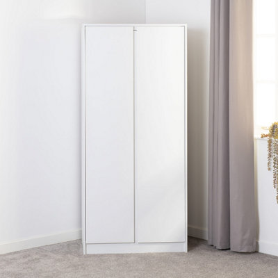 Malvern 2 Door Wardrobe in White Finish Hanging Rail and Shelf