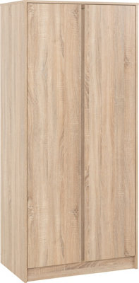 Malvern 2 Door Wardrobe - L50.5 x W80 x H180 cm - Sonoma Oak Effect
