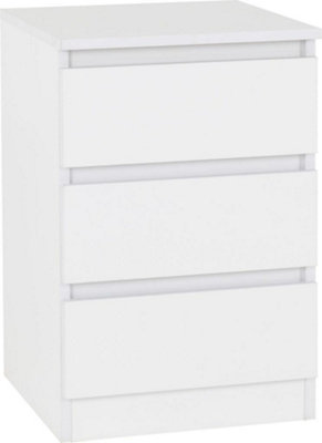 Malvern 3 Drawer Bedside White