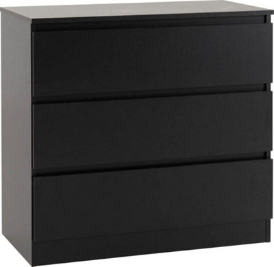 Malvern 3 Drawer Chest Black Recessed Handles