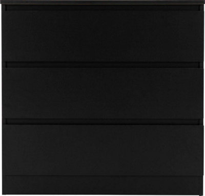 Malvern 3 Drawer Chest Black Recessed Handles