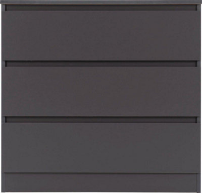 Malvern 3 Drawer Chest - L40 x W80 x H77 cm - Grey