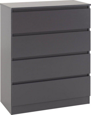 Malvern 4 Drawer Chest Grey Recessed Handles Metal Runners