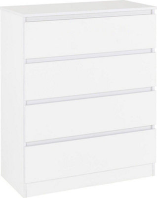 Malvern 4 Drawer Chest White Recessed Handles