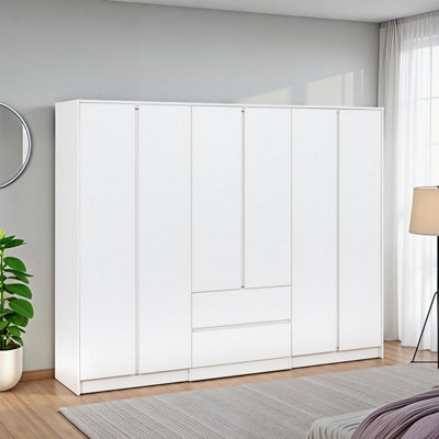 Malvern 6 Door 2 Drawer Wardrobe-White
