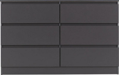 Malvern 6 Drawer Chest - L40 x W121.5 x H77 cm - Grey
