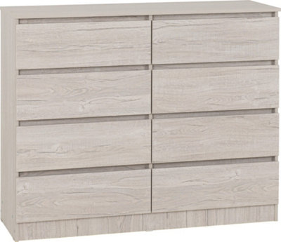 Malvern 8 Drawer Chest in Beige Urban Snow Finish Recessed Handles