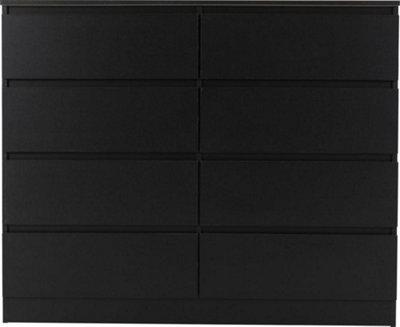 Malvern 8 Drawer Chest - L40 x W121.5 x H100 cm - Black