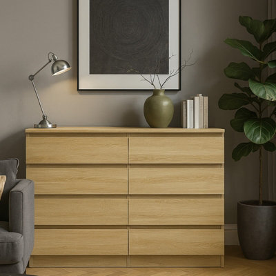 Malwa M8 Chest of Drawers Modern Handleless Design 8 Drawers Sonoma