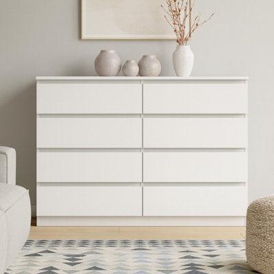 Malwa M8 Chest of Drawers Modern Handleless Design 8 Drawers White