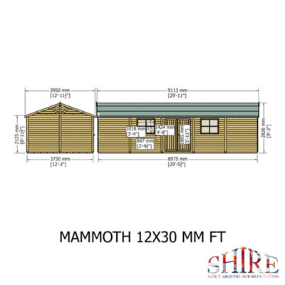 Mammoth 12x30 DD Shiplap Multi-Functional Garden Shed
