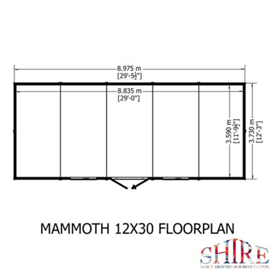 Mammoth 12x30 DD Shiplap Multi-Functional Garden Shed