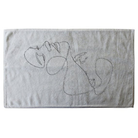 man and woman touch by one line (Bath Towel) / Default Title