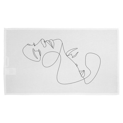 man and woman touch by one line (Kitchen Towel) / Default Title