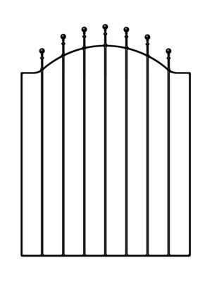 MANA Ball Top Low Bow Metal Garden Gate 880mm GAP x 1041mm High WESB
