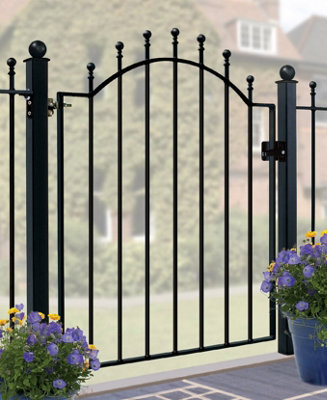 MANA Ball Top Low Bow Metal Garden Gate 955mm GAP x 1041mm High WESC - 3
