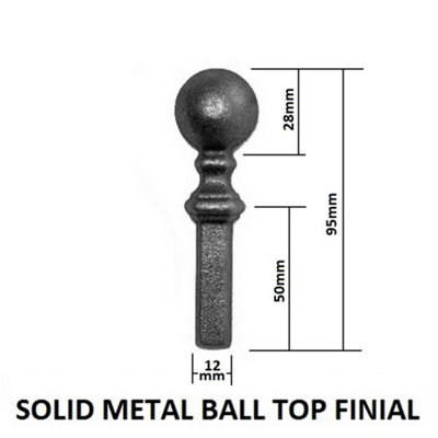 MANA Ball Top Tall Bow Top Metal Garden Gate 1067mm GAP x 1940mm High MAZP34