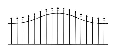 MANA Metal Ball Top Arched Garden Railing Panel 1830mm (6ft) GAP x 625mm High MAZP04