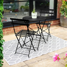 Manarola 3 Piece Garden Foldable Metal Bistro Dining Set - Black