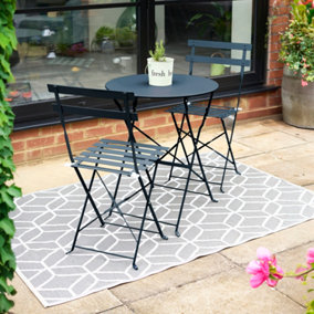 Manarola 3 Piece Garden Foldable Metal Bistro Dining Set - Navy