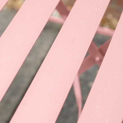 Manarola 3 Piece Garden Foldable Metal Bistro Dining Set - Pink - 8