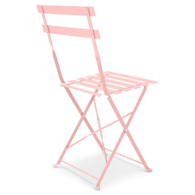 Manarola 3 Piece Garden Foldable Metal Bistro Dining Set - Pink - 9