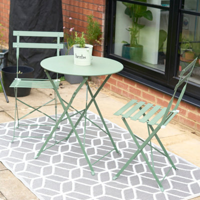 Manarola 3 Piece Garden Foldable Metal Bistro Dining Set - Sage Green