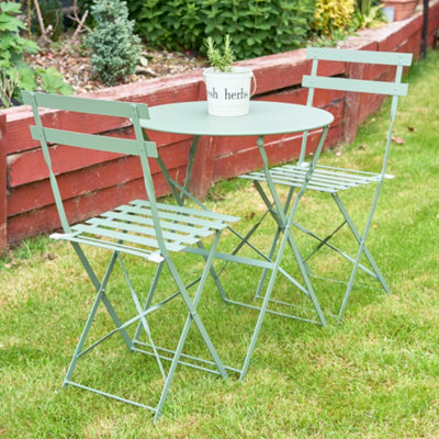 Manarola 3 Piece Garden Foldable Metal Bistro Dining Set - Sage Green
