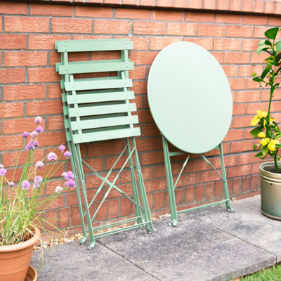 Manarola 3 Piece Garden Foldable Metal Bistro Dining Set - Sage Green - 3