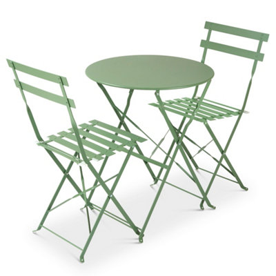 Manarola 3 Piece Garden Foldable Metal Bistro Dining Set - Sage Green - 6