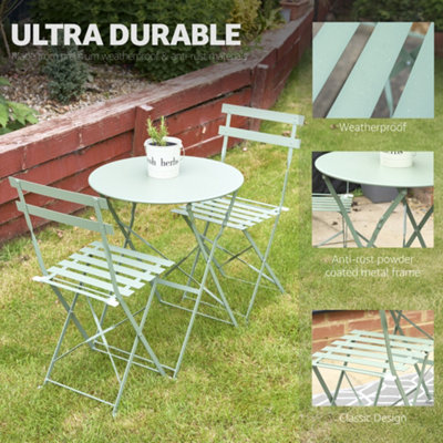 Manarola 3 Piece Garden Foldable Metal Bistro Dining Set - Sage Green - 7