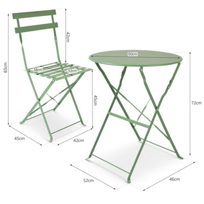 Manarola 3 Piece Garden Foldable Metal Bistro Dining Set - Sage Green - 8