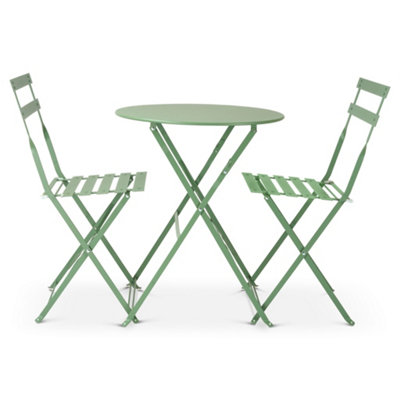 Manarola 3 Piece Garden Foldable Metal Bistro Dining Set - Sage Green - 9