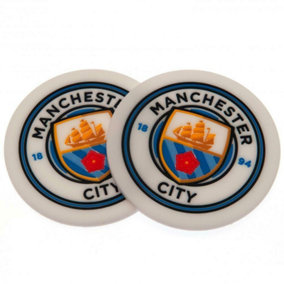 Manchester City FC Coaster (Pack of 2) White/Sky Blue/Navy (One Size)