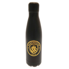 Manchester City FC Crest Thermal Flask Black/Gold (26cm x 7cm)