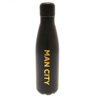 Manchester City FC Crest Thermal Flask Black/Gold (26cm x 7cm)