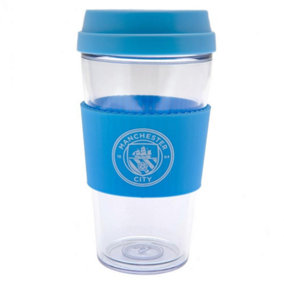Manchester City FC Crest Travel Mug Clear/Sky Blue (One Size)