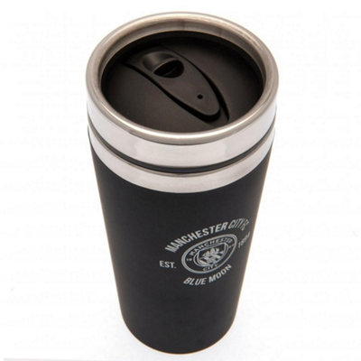 Manchester City FC Executive Crest Travel Mug Black/Silver (One Size)