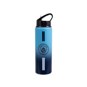 Manchester City FC Fade Aluminium Water Bottle Navy/Sky Blue (One Size)