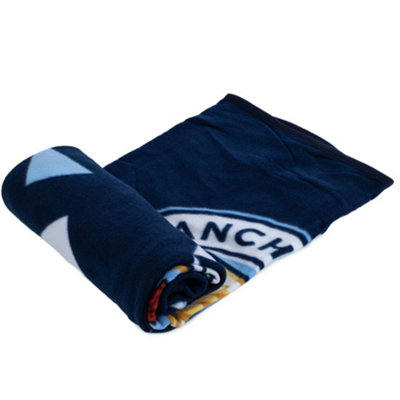 Manchester City FC Fleece Particle Blanket Navy Blue (150cm x 125cm)