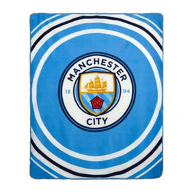 Manchester City FC Fleece Pulse Blanket Blue/White (One Size)