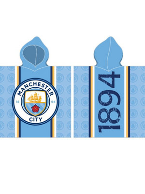 Manchester City FC Logo 100% Cotton Hooded Towel Poncho