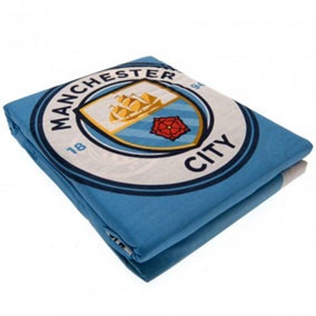 Manchester City FC Pulse Reversible Duvet Cover Set Blue/White (Double)