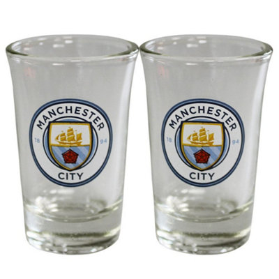 Manchester City FC Shot Gl Set (Pack Of 2) Multicoloured (One Size)