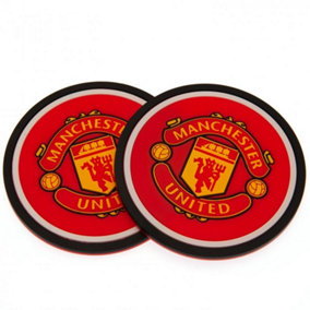Manchester United FC Coaster Set (Pack Of 2) Red (One Size)
