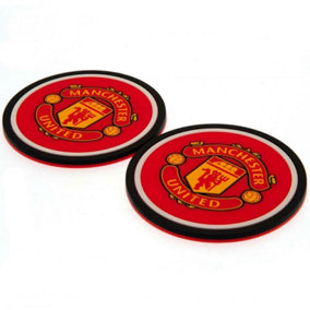 Manchester United FC Coaster Set (Pack of 2) Red/Yellow (One Size)