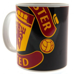 Manchester United FC Large Crest Mug Black/Red/Yellow (One Size)