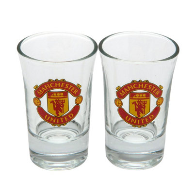 Manchester United FC Official Shot Gl Set (Pack Of 2) Clear (One Size)