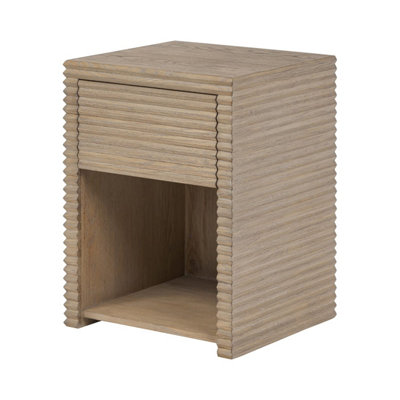 Mandarina Weathered Oak Ribbed Bedside Table 1 Drawer