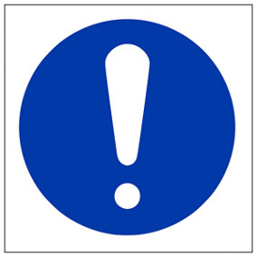 Mandatory Logo Exclamation Safety Sign - Glow in Dark - 150x150mm (x3)